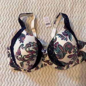 Soma Paisley Print Bra with Lace Trim